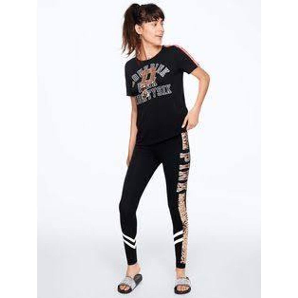Rare & HTF Victoria's Secret PINK "Mega Bling" Y2K, Rose Gold leggings sz XS